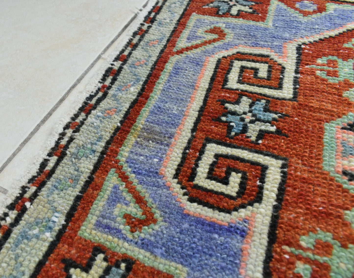 Turkish Runner 3.1x1.7 ft Vintage Small Rug Oushak Runner Anatolian Mini Rug Y69
