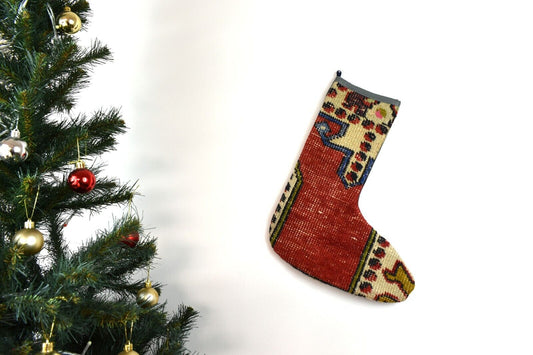 Kilim Christmas Stocking Vintage Rug Stocking Ethnic Decorative Xmas Socks S766