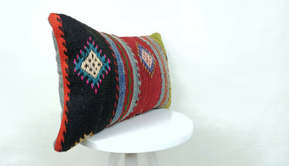 Kilim Pillow Cover 12x20 Oriental Bohemian Ethnic Handmade Lumbar Cushion  E553
