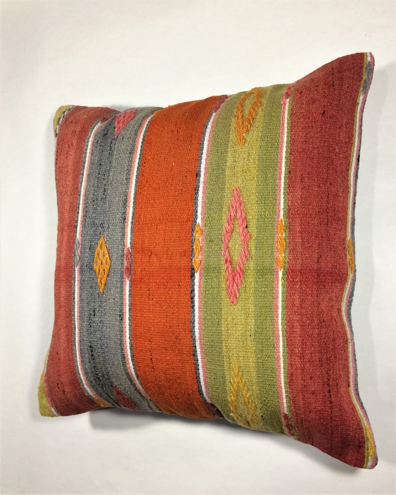 18"x18" Kilim Pillow Cover  Handmade Turkish Vintage Cushion Tribal Lumbar 671