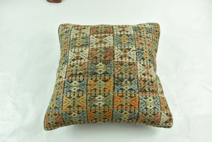 18"x18" Kilim Pillow Cover  Handmade Turkish Vintage Cushion Tribal Lumbar 2996