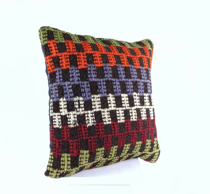 Turkish Handmade Kilim Pillow Cover 16x16 Home Decorative Wool Throw Lumbar A621