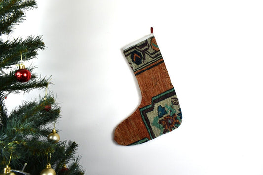 Kilim Christmas Stocking Vintage Rug Stocking Ethnic Decorative Xmas Socks S624