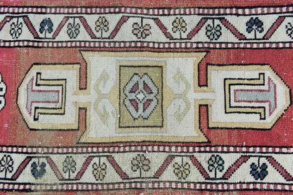 3.6x1.5 ft Anatolian Runner Small Vintage Rug Oushak Runner Mini Turkish Rug Y84