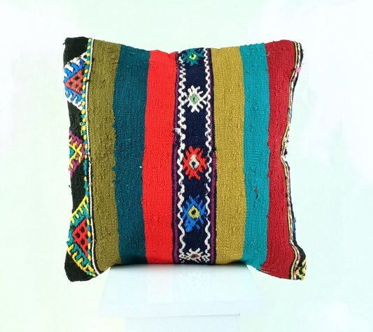 16x16 Ethnic Vintage Turkish Rug Pillow Cover Home Decorative Boho Cushion 2349