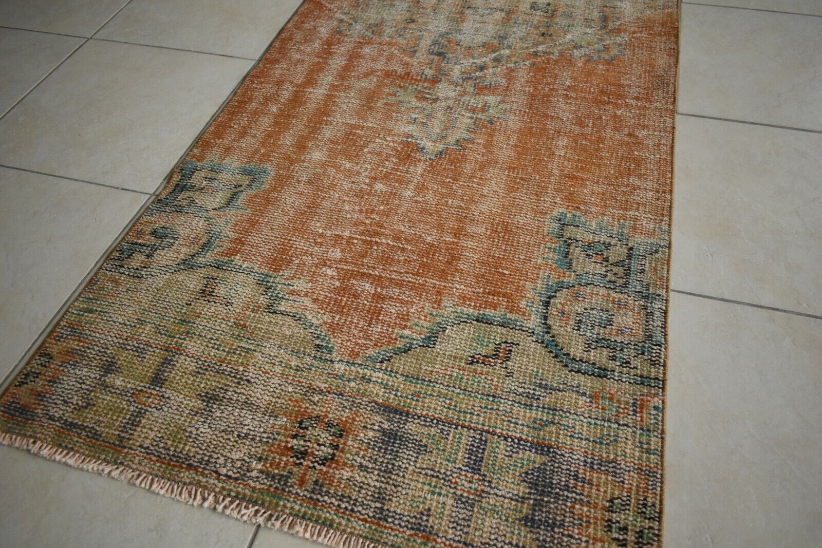 Vintage Runner 8.7x2.7 ft Oushak Runner Anatolian Rug Faded Turkish Runner R29