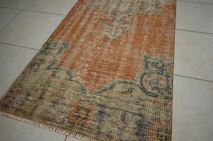 Vintage Runner 8.7x2.7 ft Oushak Runner Anatolian Rug Faded Turkish Runner R29