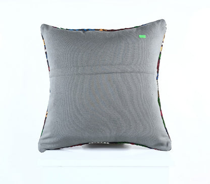 18"x18" Kilim Pillow Cover  Handmade Turkish Vintage Cushion Tribal Lumbar E1383