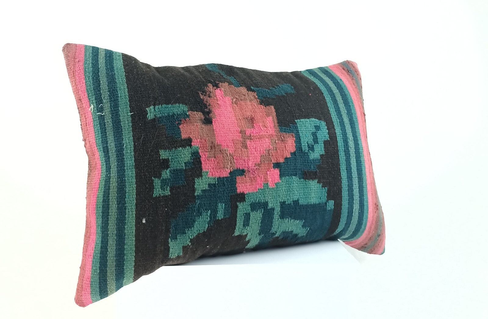 Kilim Pillow Cover 16x24 Tribal Vintage Turkish Carpet Lumbar Pillow Cover 2256