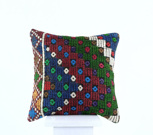 16x16 Ethnic Vintage Turkish Rug Pillow Cover Home Decorative Boho Cushion 1731