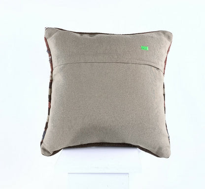 Turkish Handmade Kilim Pillow Cover 16x16 Home Decorative Wool Throw Lumbar A638