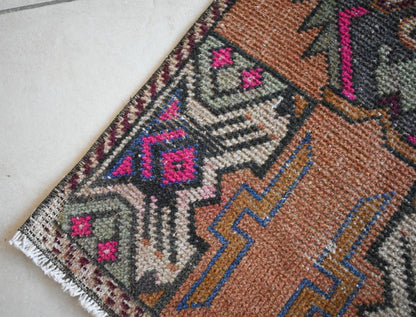 Turkish Runner 3.2x1.4 ft Runner Vintage Oushak Runner Small Faded Runner Y13