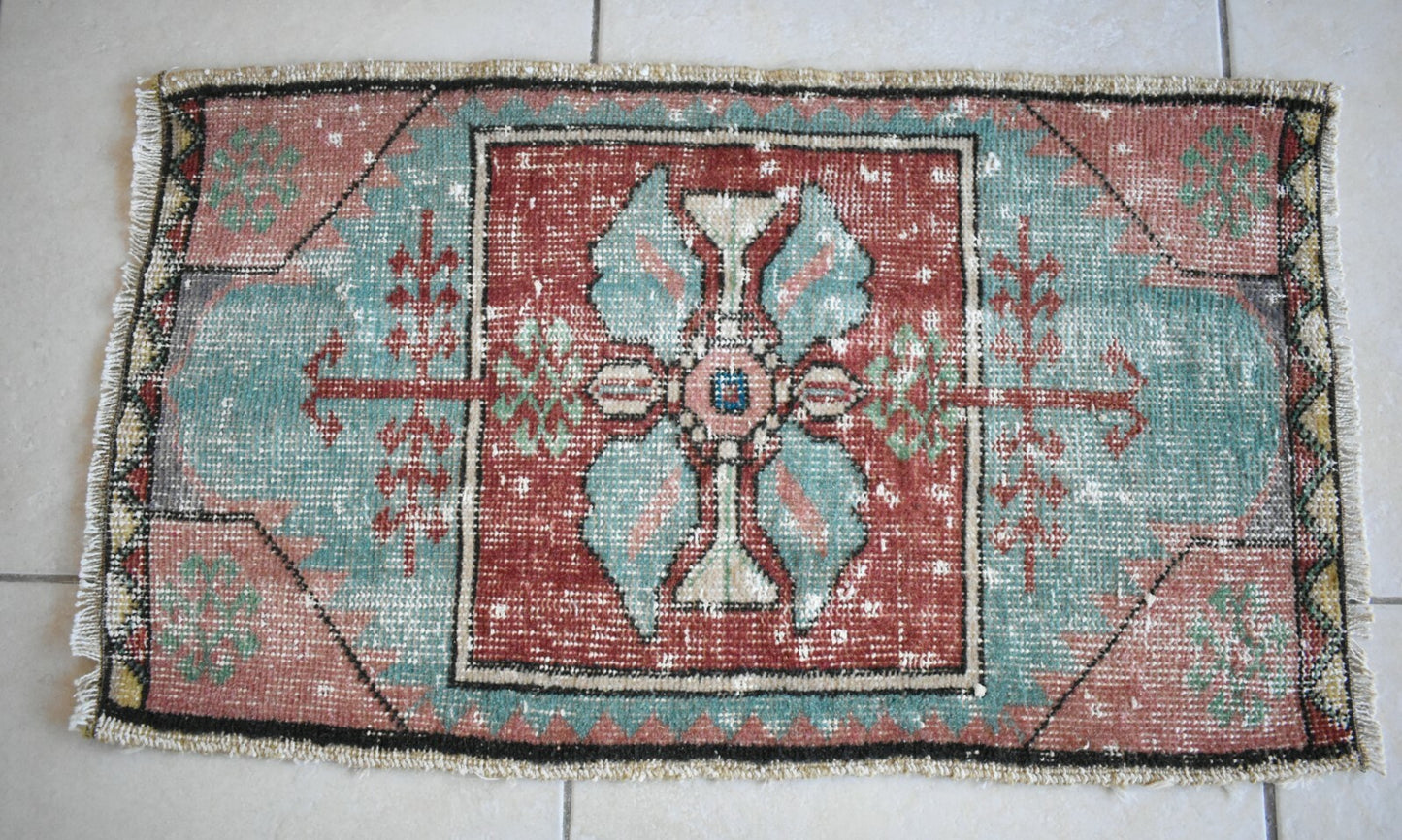 Turkish Runner 2.6x1.4 ft Runner Vintage Oushak Runner Small Faded Runner Y12