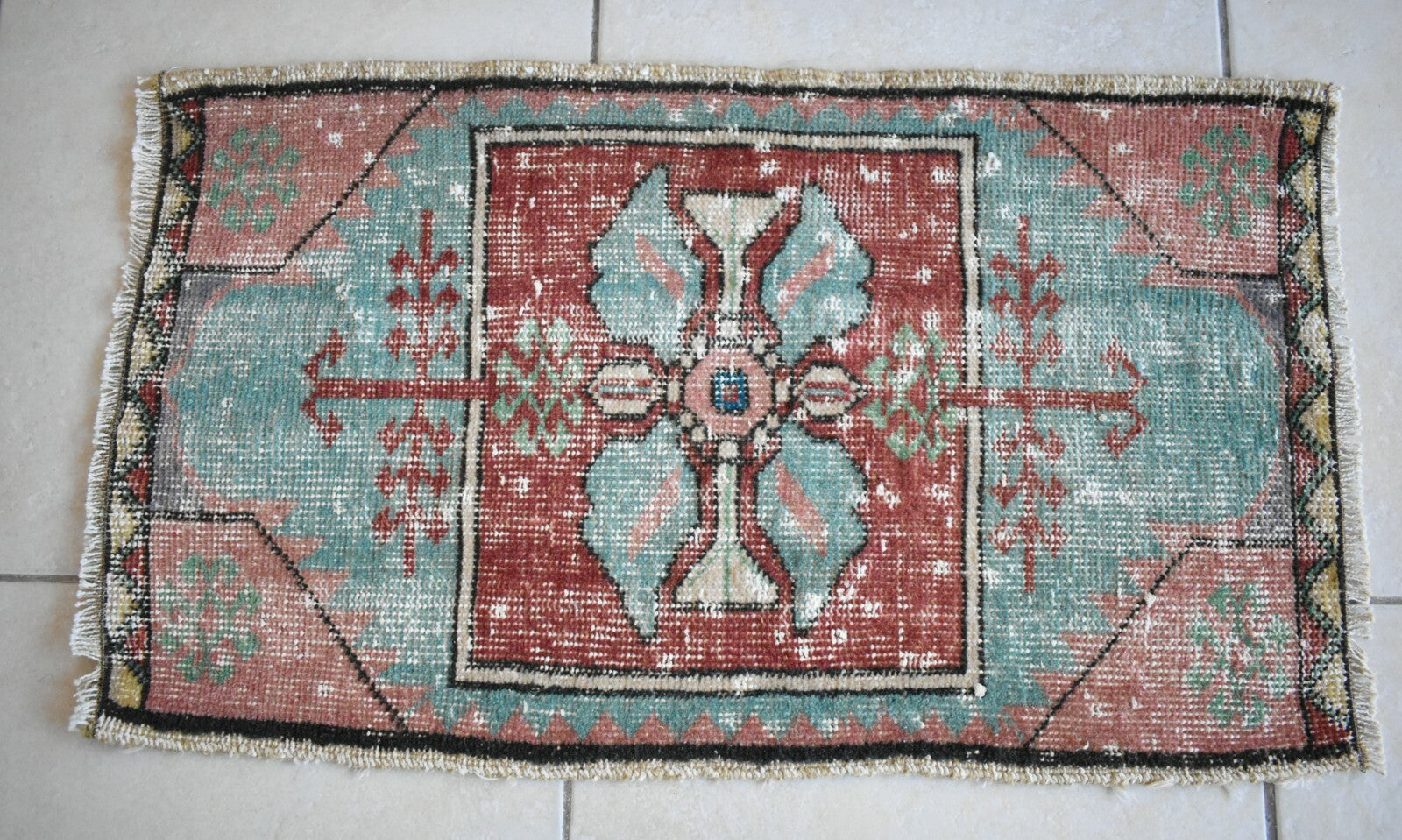 Turkish Runner 2.6x1.4 ft Runner Vintage Oushak Runner Small Faded Runner Y12