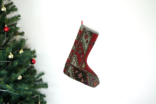 Kilim Christmas Stocking Vintage Rug Stocking Ethnic Decorative Xmas Socks S507