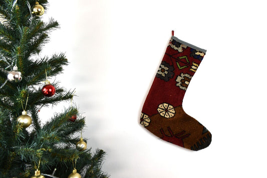 Kilim Christmas Stocking Vintage Rug Stocking Ethnic Decorative Xmas Socks S750