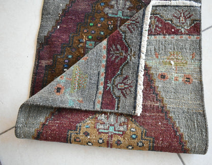 Anatolian Runner 3.7x1.4 ft Vintage Turkish Runner Oushak Runner Rug Y17