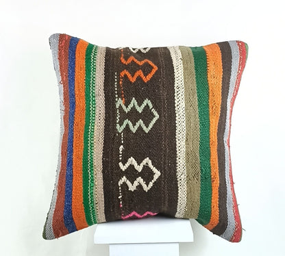 20x20 Kilim Pillow Cover Handmade Vintage Oushak Kilim Cushion Cover 2541