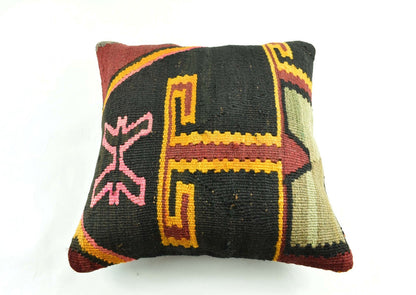 18"x18" Kilim Pillow Cover  Handmade Turkish Vintage Cushion Tribal Lumbar 3023
