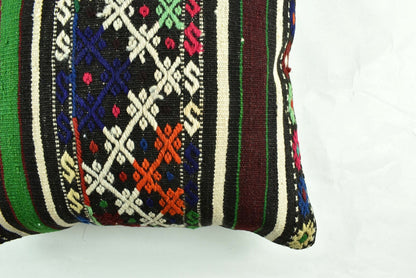 18"x18" Kilim Pillow Cover  Handmade Turkish Vintage Cushion Tribal Lumbar 3030