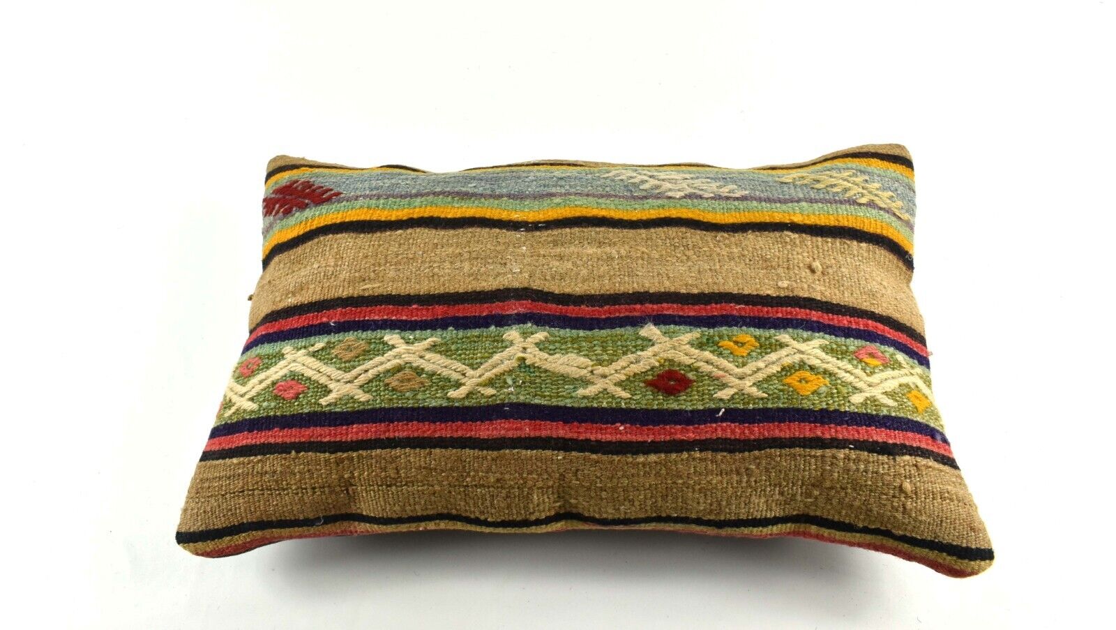 Kilim Pillow Cover 12x20 Handmade Turkish Rug Boho Ethnic Lumbar Cushion 3802