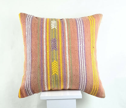 Kilim Pillow Cover 20x20 Home Decorative Handmade Ethnic Oushak Rug Pillow A1196