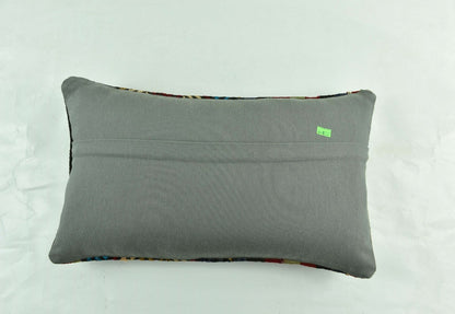Kilim Pillow Cover 12x20 Turkish Handmade Vintage Couch Lumbar Cushion  A1800