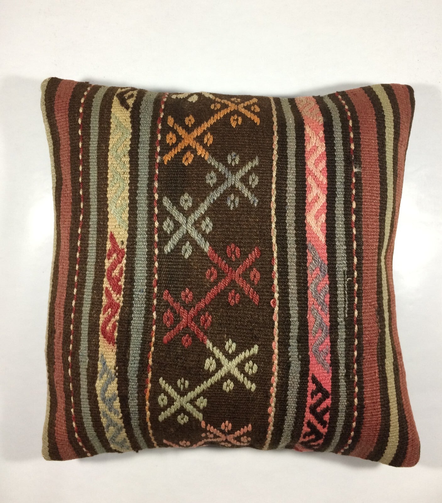 18"x18" Kilim Pillow Cover  Handmade Turkish Vintage Cushion Tribal Lumbar 725