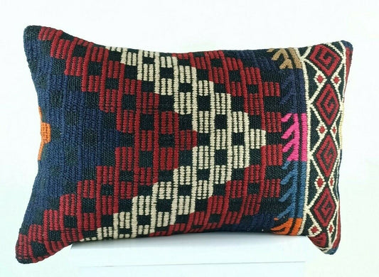 Kilim Cushion Cover 16x24 Throw Pillow Cover Decorative Handmade Lumbar E1269