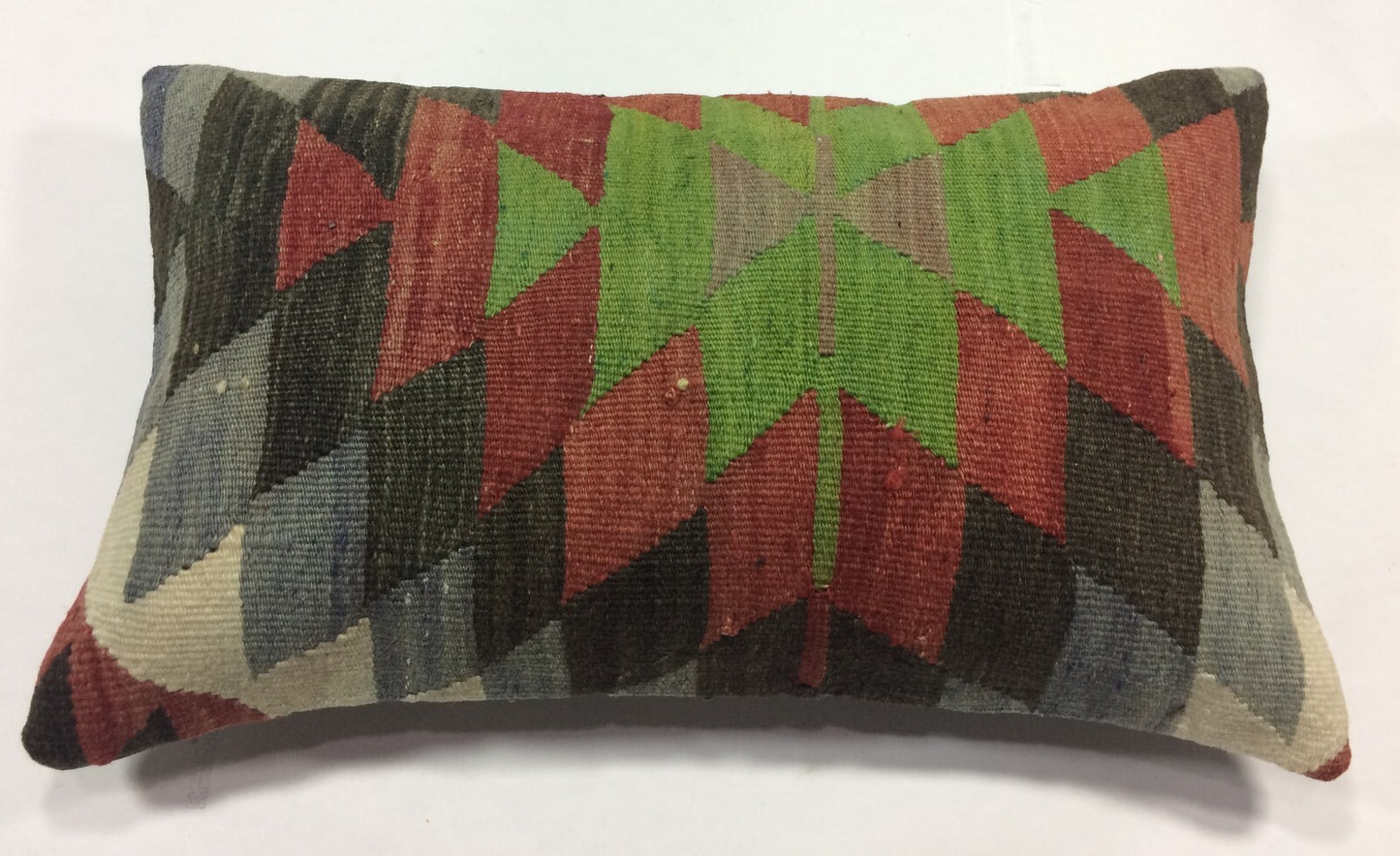 Kilim Pillow Cover 12x20 Handmade Turkish Rug Boho Ethnic Lumbar Cushion 1179