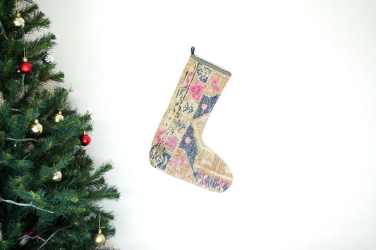 Kilim Christmas Stocking Vintage Rug Stocking Ethnic Decorative Xmas Socks S513