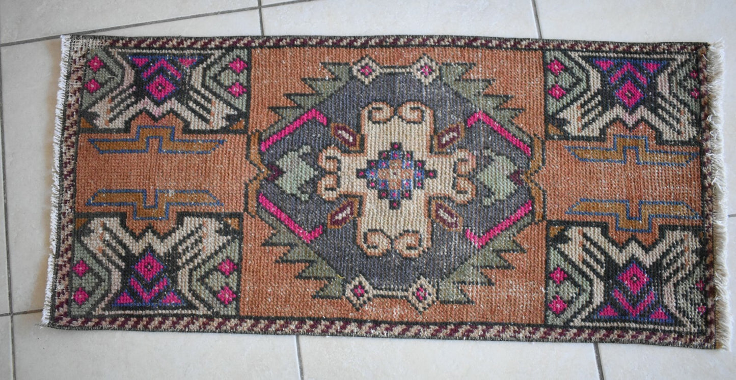 Turkish Runner 3.2x1.4 ft Runner Vintage Oushak Runner Small Faded Runner Y13