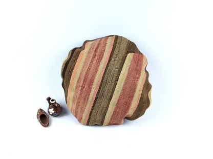 Kilim Round Pillow Cover 18" in Tribal Vintage Turkish Carpet Round Cushion 4947