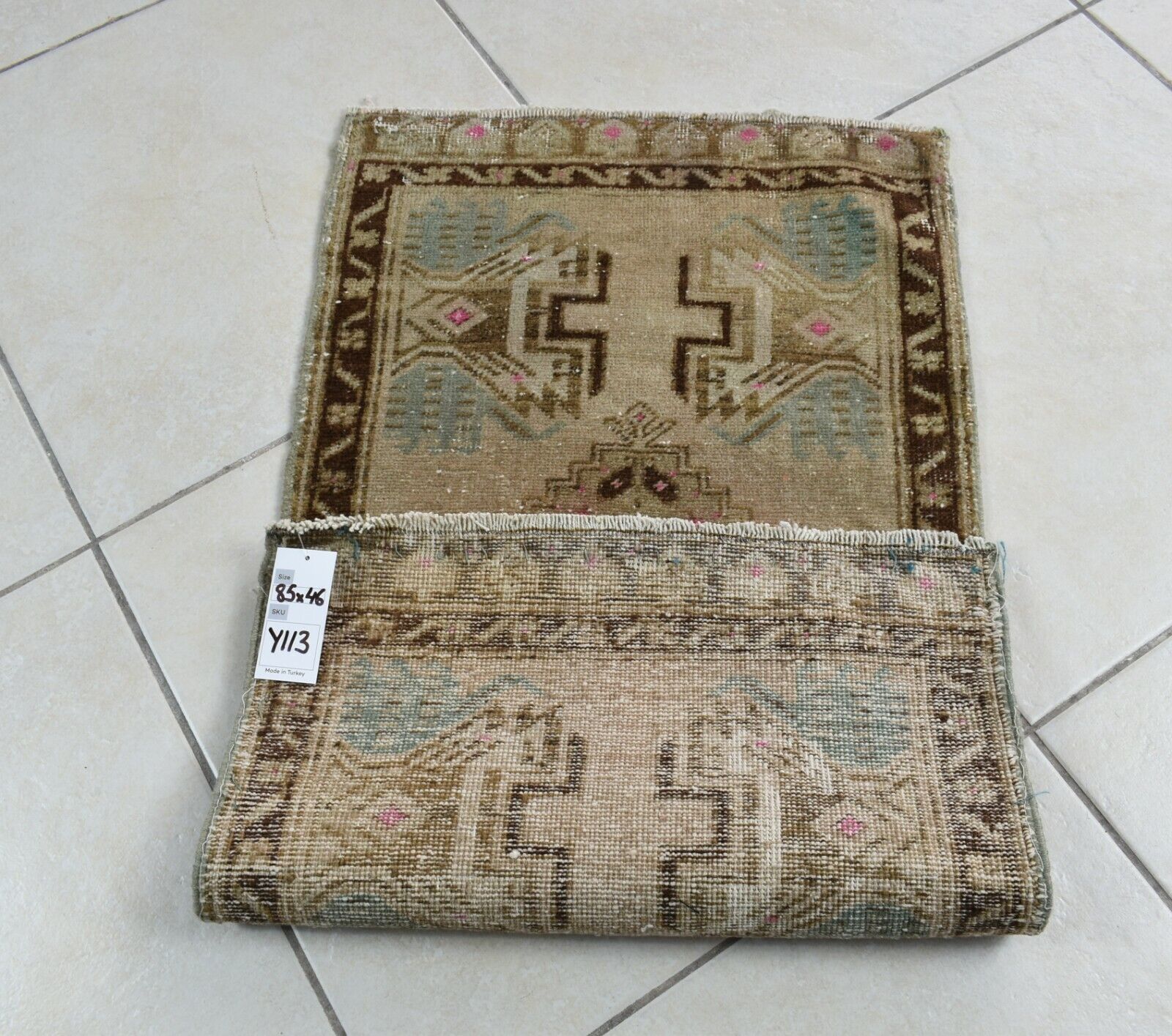 Turkish Runner 2.7x1.5 ft Mini Anatolian Rug Vintage Runner Turkish Runner Y113