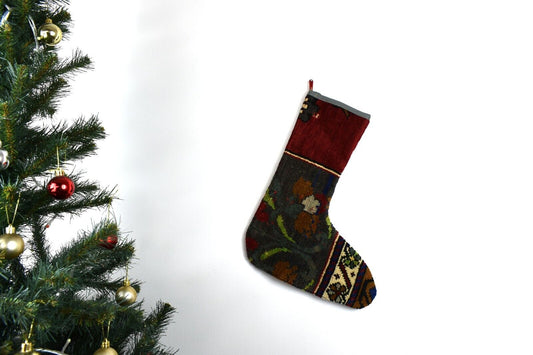 Kilim Christmas Stocking Vintage Rug Stocking Ethnic Decorative Xmas Socks S816