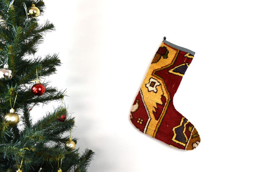 Kilim Christmas Stocking Vintage Rug Stocking Ethnic Decorative Xmas Socks S746