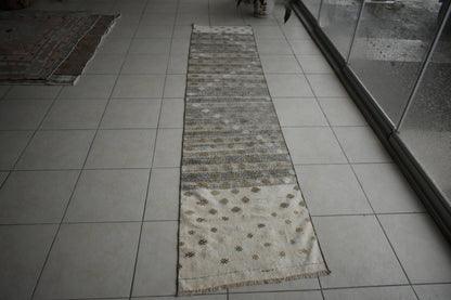 Oushak Runner 10.7x2.3 ft Handwoven Turkish Runner Vintage Runner Floor Rug R24