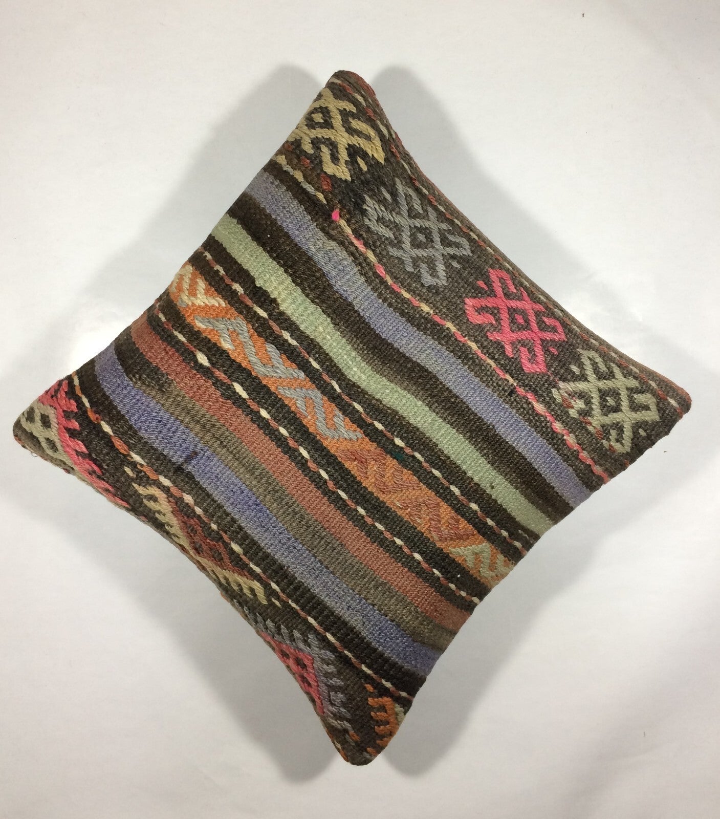 18"x18" Kilim Pillow Cover  Handmade Turkish Vintage Cushion Tribal Lumbar 732