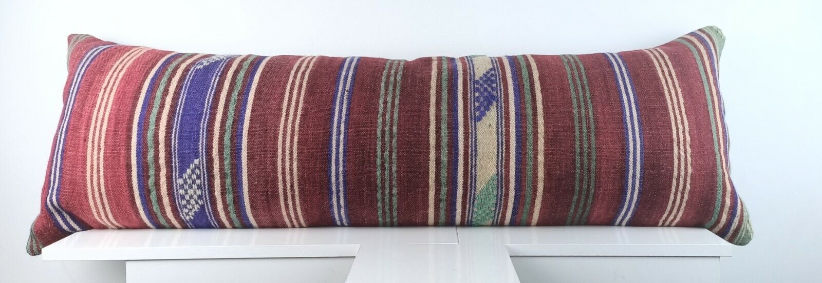 Extra Large Kilim Pillow Cover 16x48 Handmade Boho Ethnic Oriental Lumbar A1565