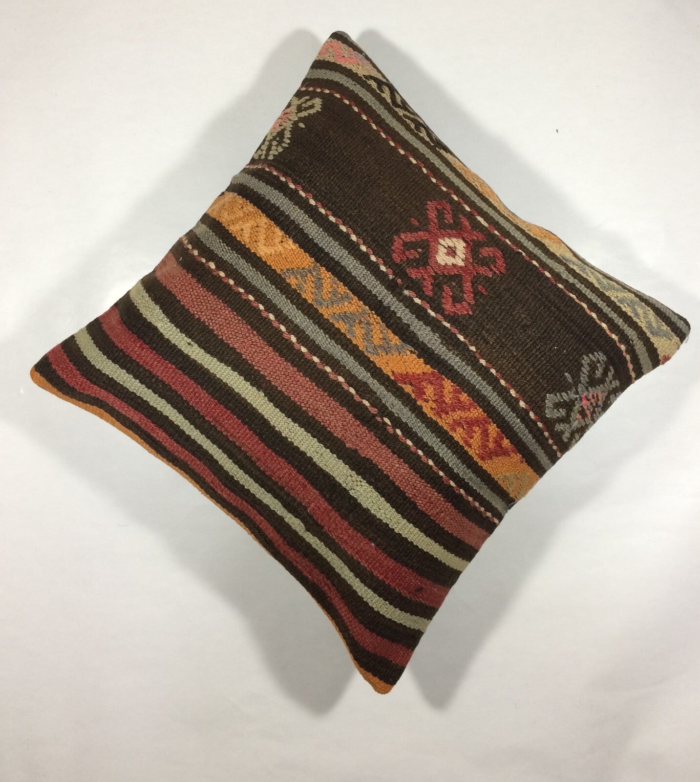 18"x18" Kilim Pillow Cover  Handmade Turkish Vintage Cushion Tribal Lumbar 704