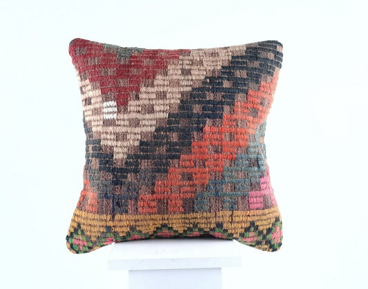 16x16 Ethnic Vintage Turkish Rug Pillow Cover Home Decorative Boho Cushion E828