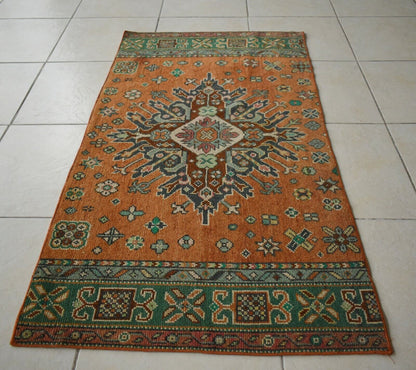 Oushak Runner 4.7x2.6 ft Handwoven Turkish Runner Vintage Runner Floor Rug R25