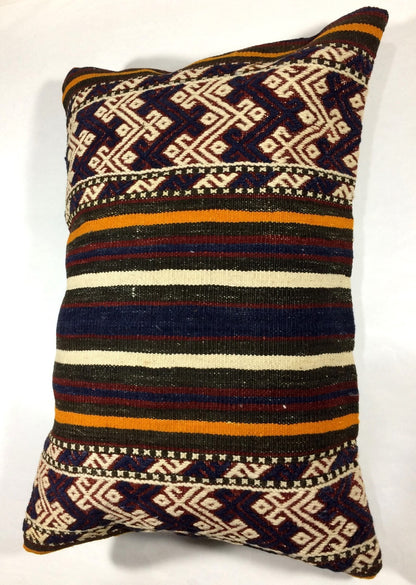 Kilim Pillow Cover 16x24 Tribal Vintage Turkish Carpet Lumbar Pillow Cover 300