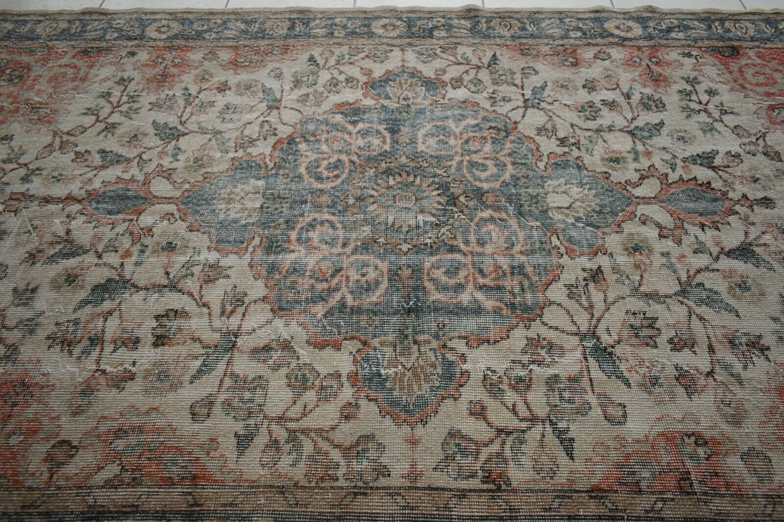 Large Oushak Rug 10x6 ft Vintage Rug Faded Turkish Rug Living Room Carpet B12