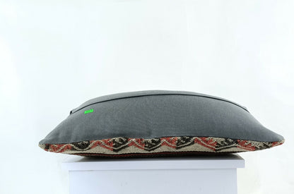 Kilim Pillow Cover 12x20 Handmade Turkish Rug Boho Ethnic Lumbar Cushion E1068