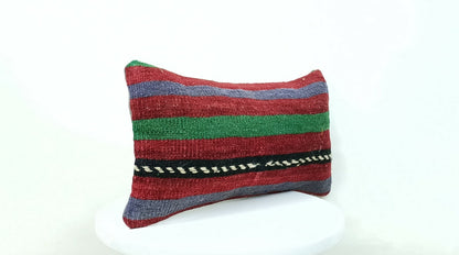 8x16 Handmade Turkish Kilim Pillow Cover Ethnic Tribal Kilim Lumbar Cushion E359