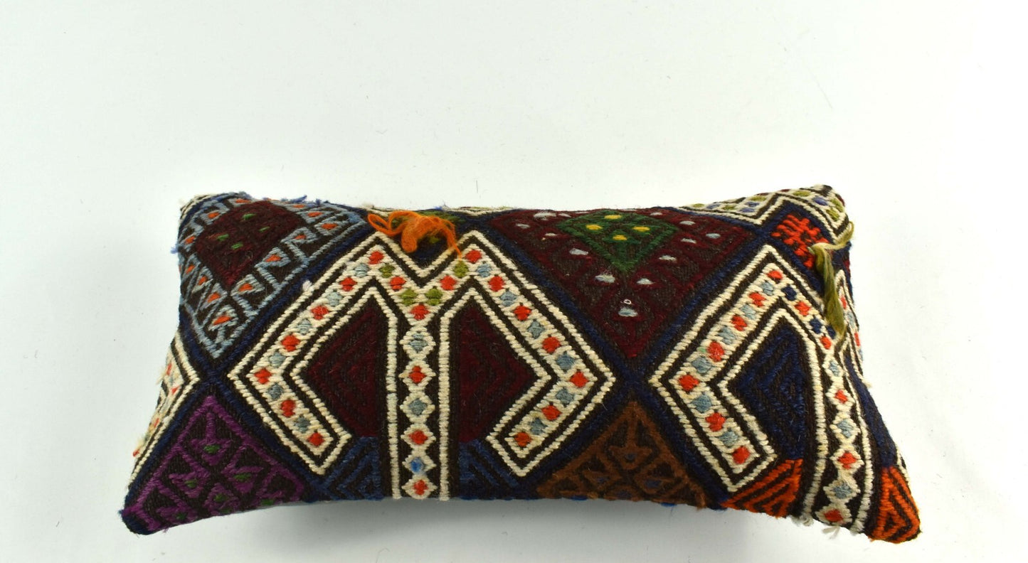 Turkish Cushion Cover 8"x16" Handmade Vintage Boho Ethnic Throw Pillow Case 3724