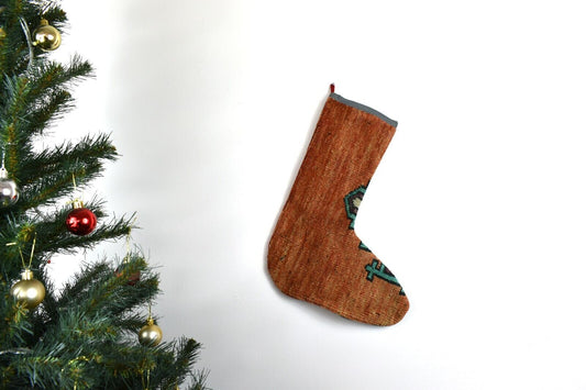 Kilim Christmas Stocking Vintage Rug Stocking Ethnic Decorative Xmas Socks S614