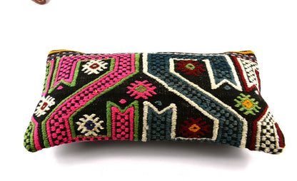 10x20 Kilim Lumbar Pillow Cover Vintage Ethnic Oushak Kilim Pillow Cover A3018