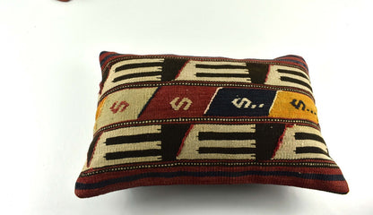Kilim Pillow Cover 16x24 Tribal Vintage Turkish Carpet Lumbar Pillow Cover 3908
